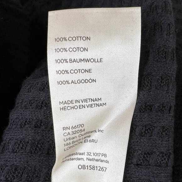 Free People Black Long Sleeve Thermal Top - Oversized Split Back, Size Large New - Picture 6 of 6